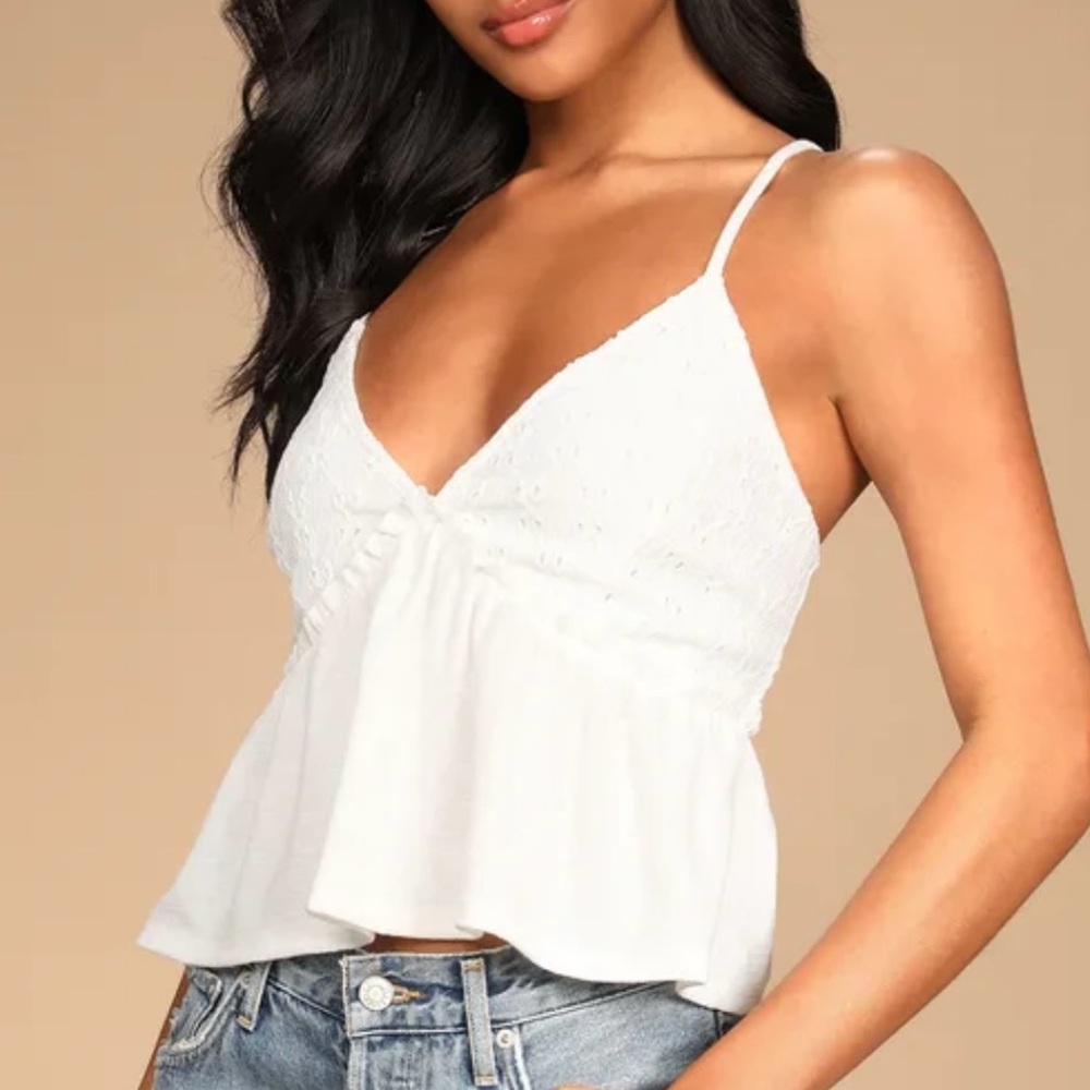 NWOT* Lulus white eyelet peplum top